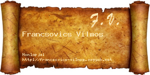 Francsovics Vilmos névjegykártya